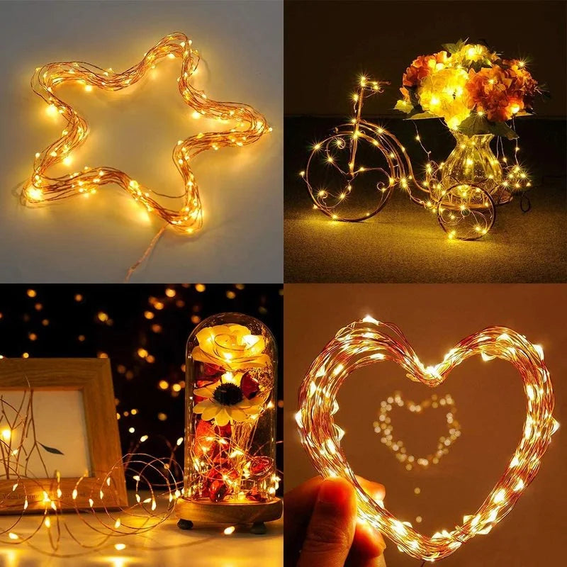 guirlande lumineuse led en cuivre pour décorations de fête et Noël