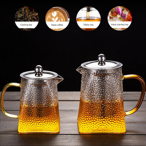 Théiere verre martelé filtre inox resistante chaleur