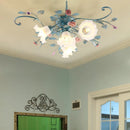 Romantique Chaud Fleur Plafonniers Fer Princesse Chambre Lampe Fille Salle De Mariage Luminaires Plafonniers Suspendus Pour La Maison Chambre