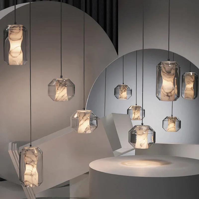 Suspension moderne avec marbre design - vue 7 sur 27