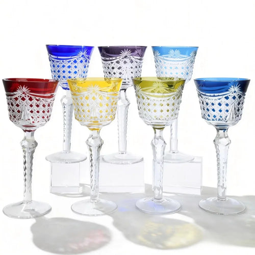 Verres a vin cristal style antique taille main