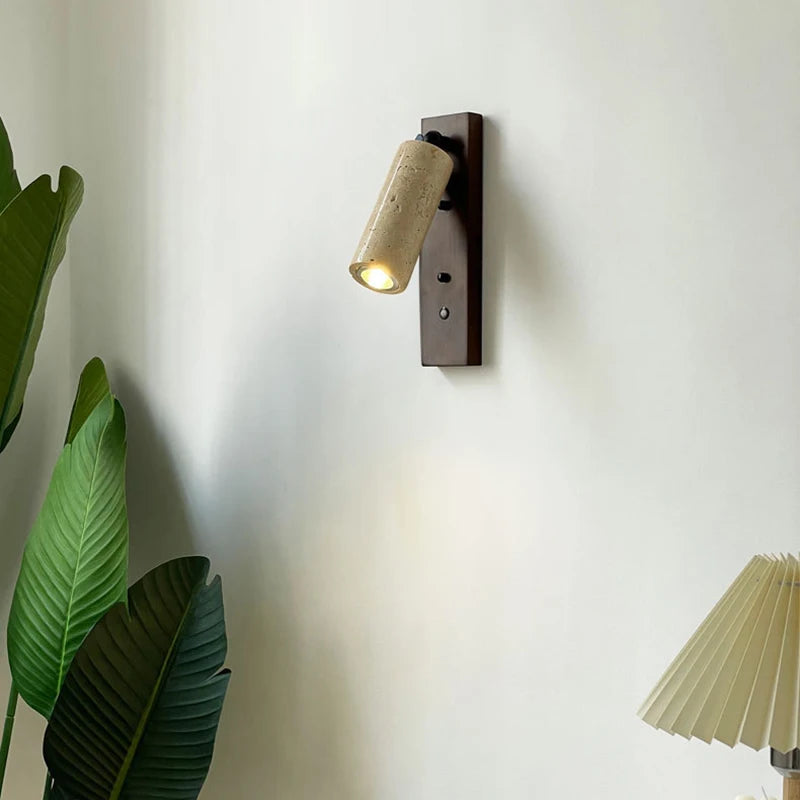 applique murale moderne en bois de pierre naturelle avec interrupteur - vue 2 sur 10