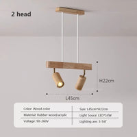 Nordique LED suspension en bois lampes de décoration de la maison 2-5 tête projecteur rotatif Restaurant salon étude Bar lampes Lustre
