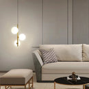 suspension moderne en verre et laiton noir design lumineux