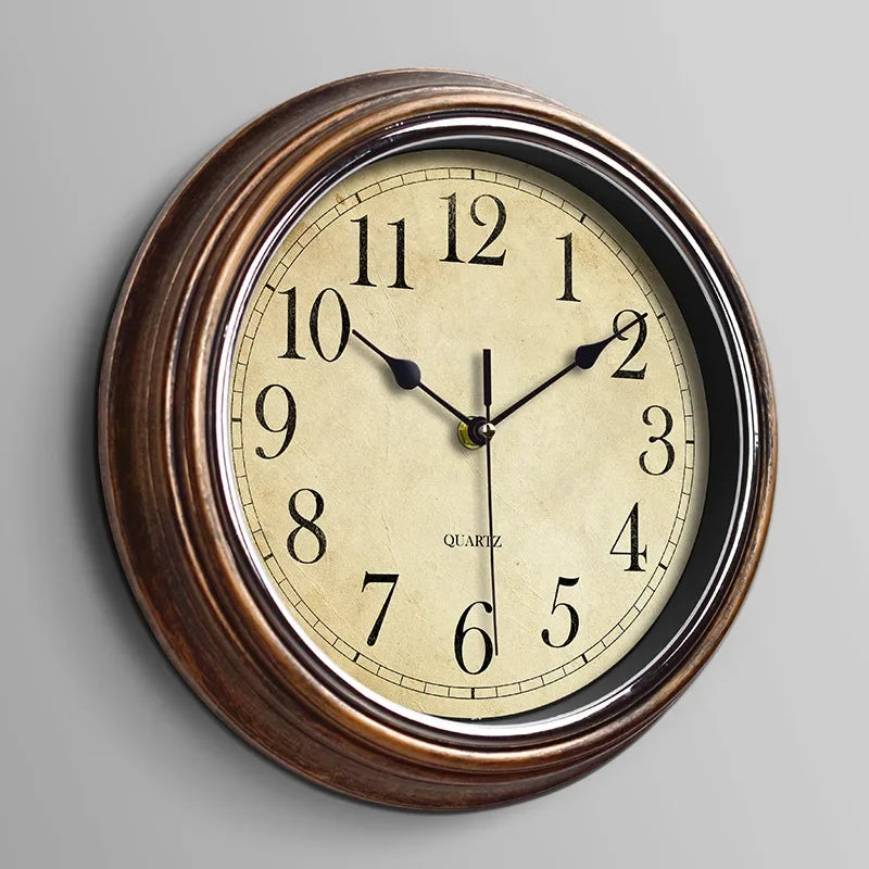 horloge murale vintage silencieuse pour décoration intérieure