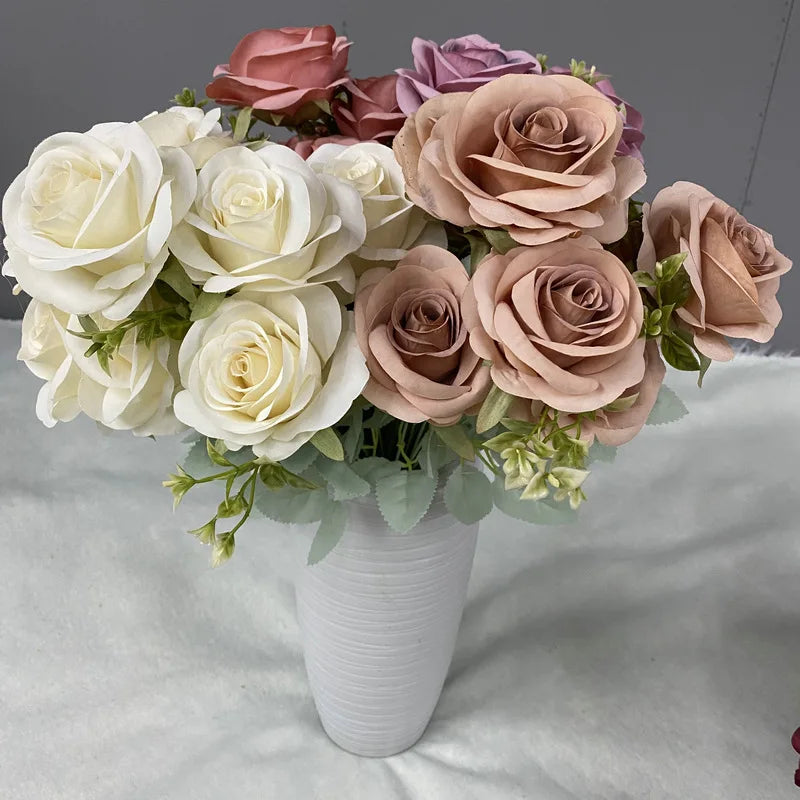 bouquet de roses artificielles en soie décoration florale élégante
