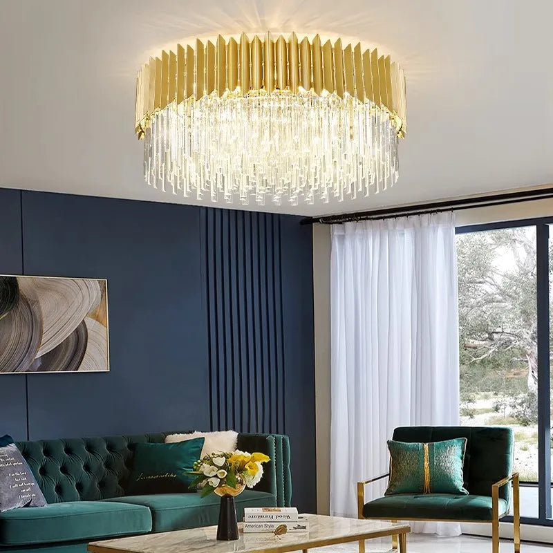 plafonnier led ovales en cristal à intensité variable en or noir - vue 6 sur 14