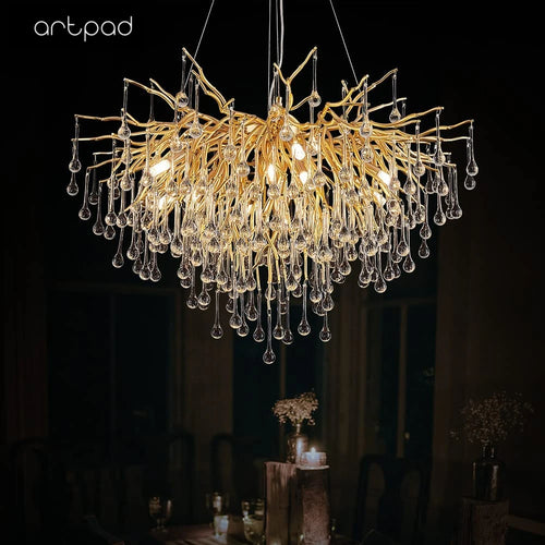 lustre moderne cristal goutte de pluie design élégant pour intérieur décoratif