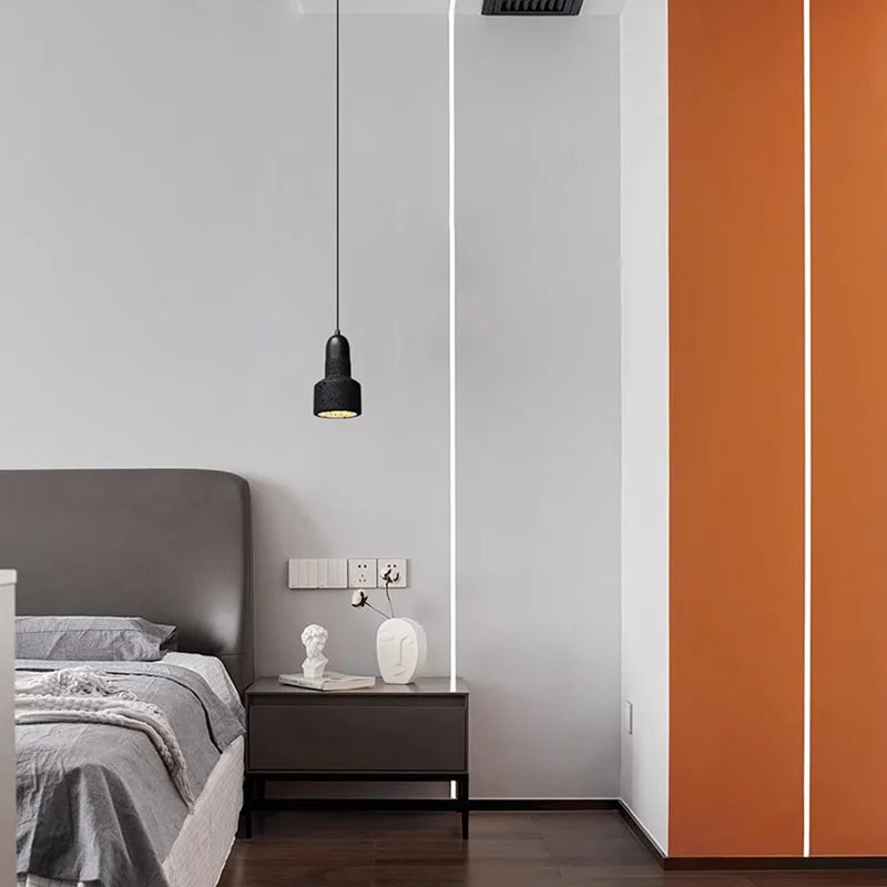 lampe suspendue en pierre réglable avec cordon d'ampoule - vue 4 sur 12