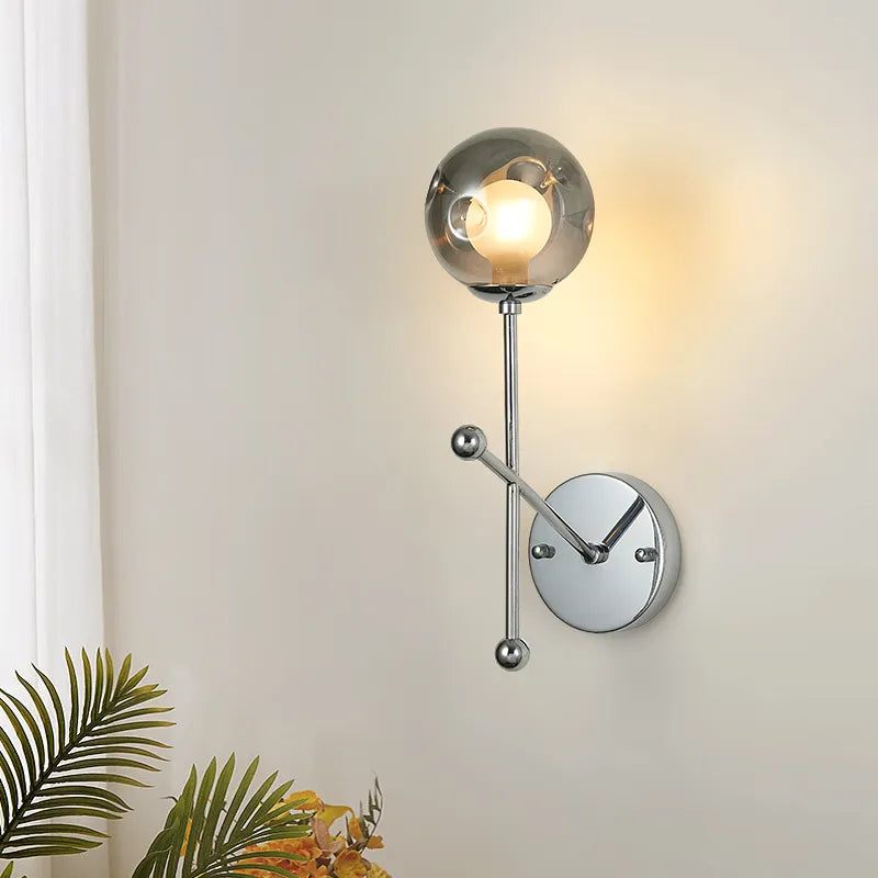applique murale verre gris fumée claire métal chromé - vue 2 sur 10
