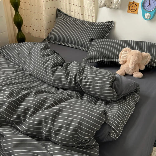 housse de couette rayée douce plusieurs tailles disponibles