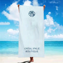 serviette de plage personnalisee monogramme style rayures preppy
