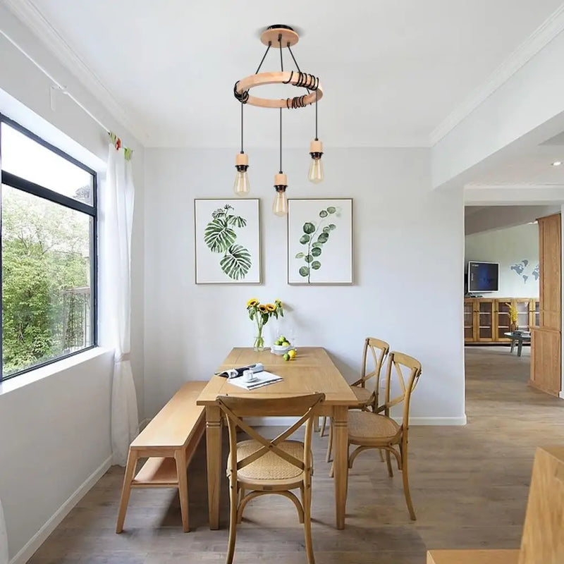 lustre industriel araignée nordique en bois rétro loft