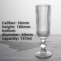Ensemble verres vin tige courte rayures ouverture large