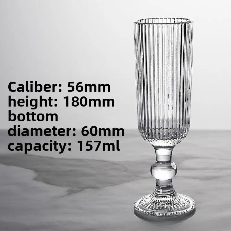 Ensemble verres vin tige courte rayures ouverture large