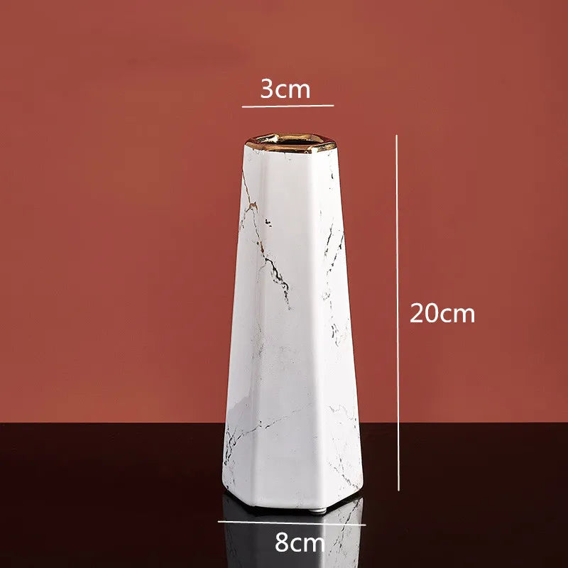 vase hexagonal en céramique pour arrangements floraux décoratifs - vue 13 sur 14