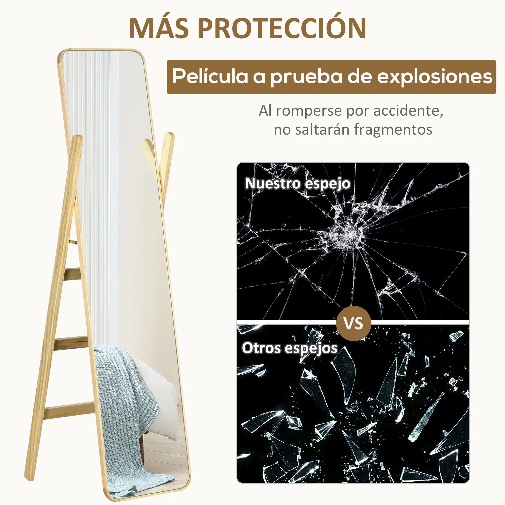 miroir sur pied en bois avec support élégant pour intérieur - vue 8 sur 7