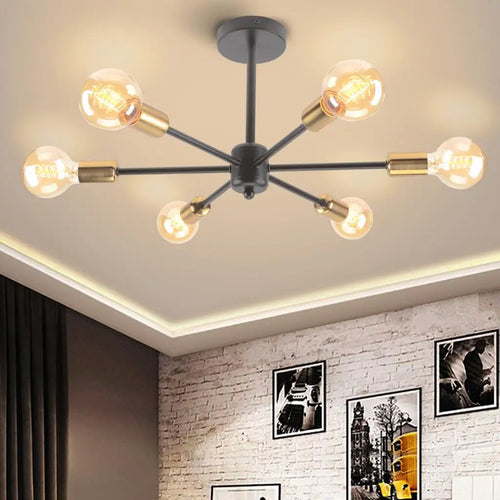 Moderne 4/6 têtes Plafonnier Rétro Plafond Lustre Lampe Industrielle Luminaria Lamparas pour Salon Plafonnier Éclairage