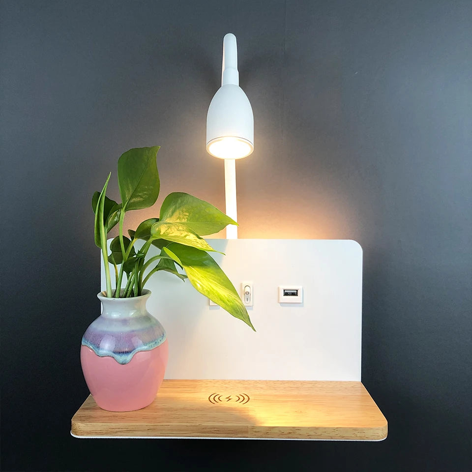 Applique murale LED d'intérieur avec Interface USB et chargement sans fil - vue 5 sur 8