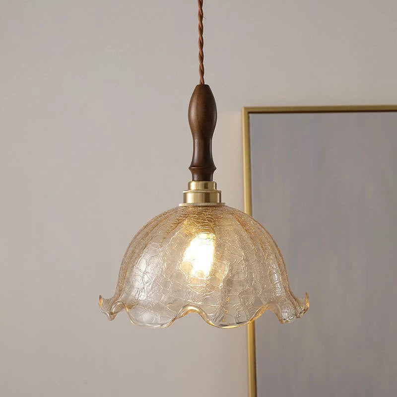 Suspension rétro led en verre décoratif