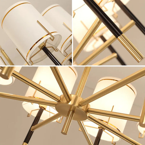 Lustre design luxe Cuivre avec abat-jour style américain