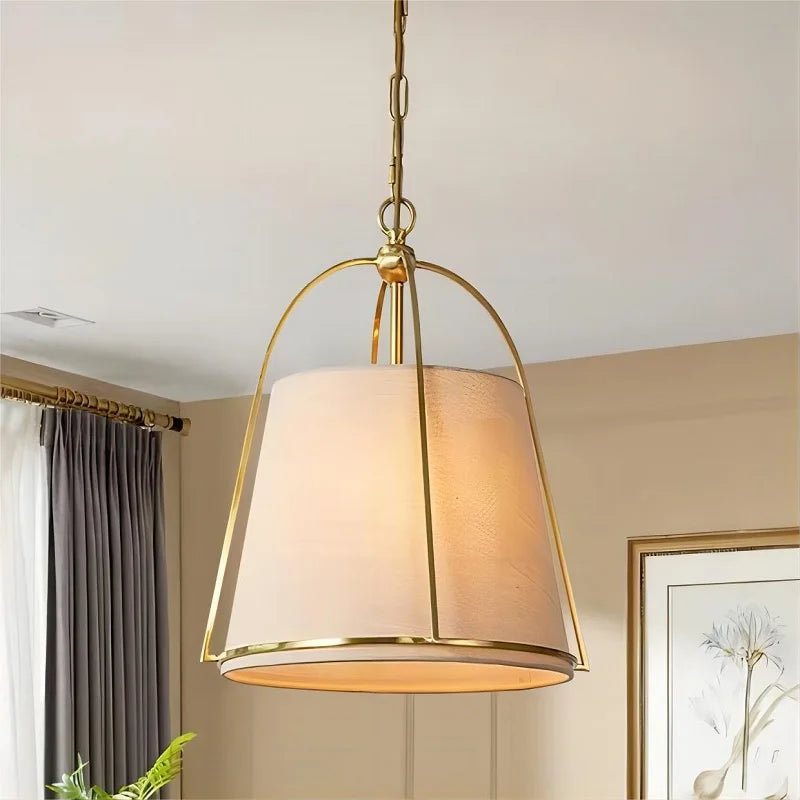 Lustre Américain Simple en tissu et métal style minimaliste - vue 4 sur 6
