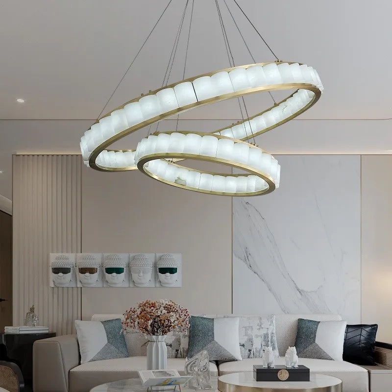 lustre en marbre naturel espagnol de grand luxe pour hôtel - vue 3 sur 15