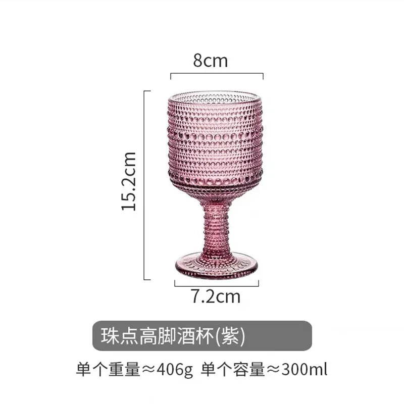 Verres rétro relief pied pour vin cocktail fête