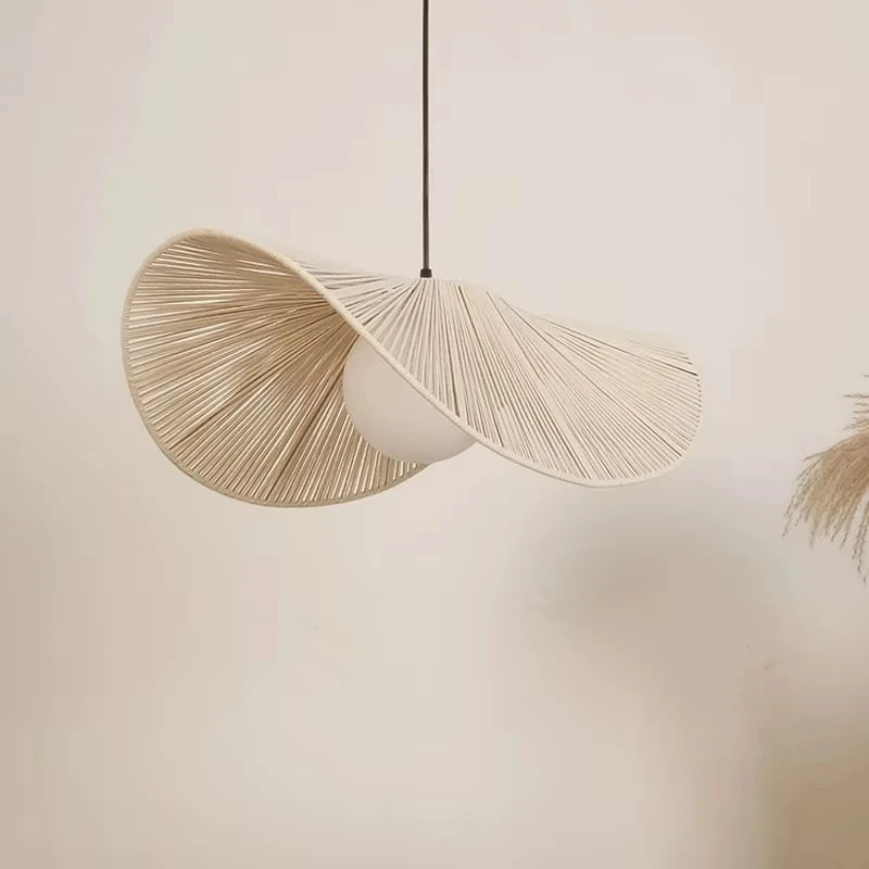 suspension japonaise en rotin style wabi sabi pour décoration moderne - vue 6 sur 10
