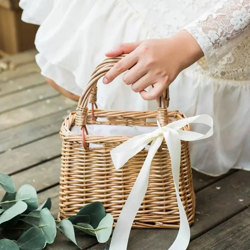 panier à fleurs en osier style rustique pour femmes - vue 5 sur 8
