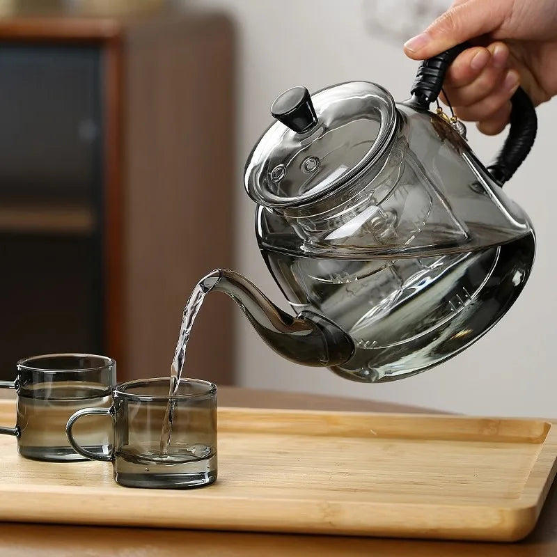 Théière en verre borosilicate 1.2l infuseur double compartiment - vue 4 sur 7