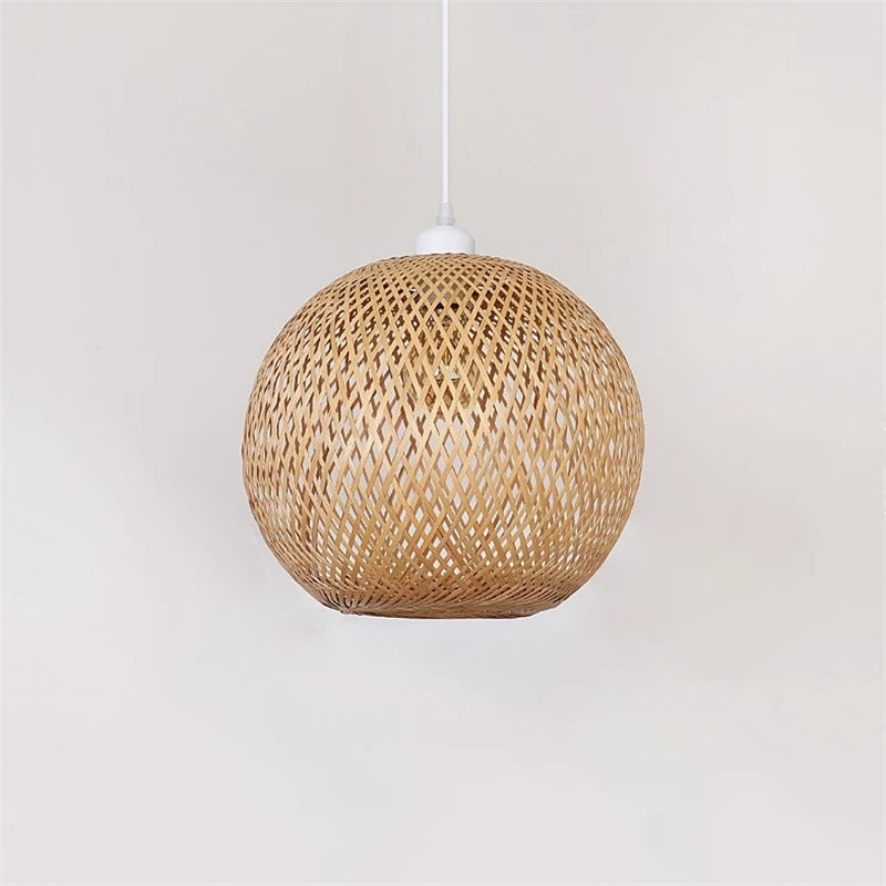 lustre moderne nordique en bambou tissé à la main led - vue 2 sur 10