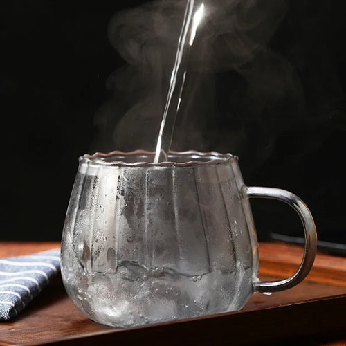 Tasses cafe verre borosilicate striees 400 ml petitjeuner