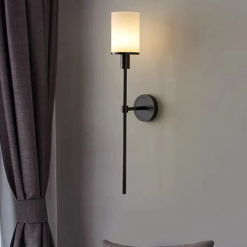 Applique murale vintage en laiton avec marbre naturel
