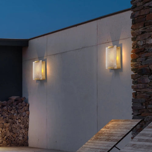 applique murale led en marbre naturel et cuivre pour intérieur