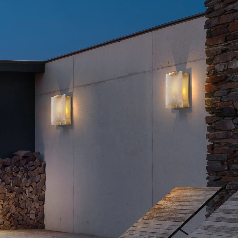 applique murale led en marbre naturel et cuivre pour intérieur - vue 3 sur 16