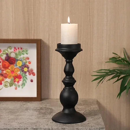 bougeoir en fer noir style nordique pour décoration et mariage - vue 9 sur 9