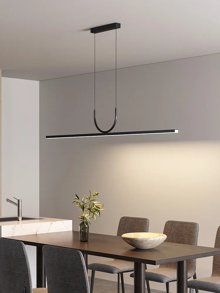lustre simple noir/blanc long tube à LED - vue 5 sur 12