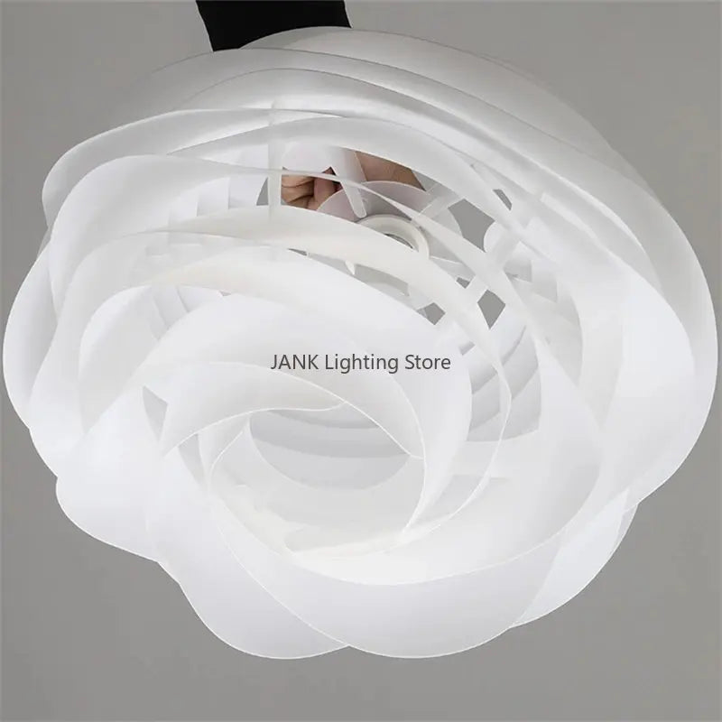 lustre design danois romantique acrylique pétale éclairage white rose - vue 6 sur 8