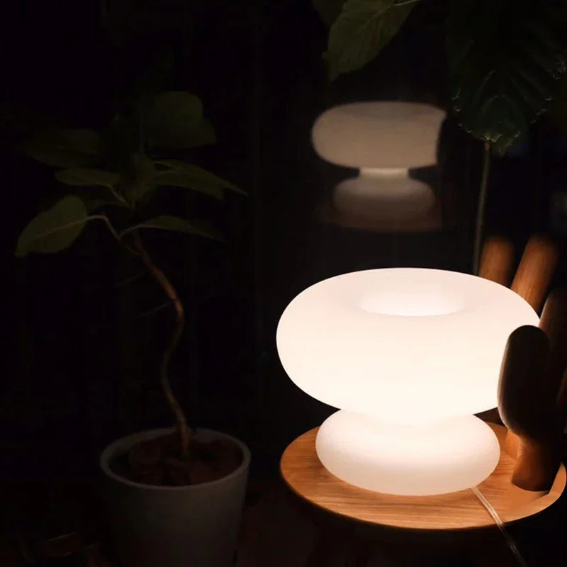 lampe de table moderne cercle laiteux à intensité réglable - vue 3 sur 6