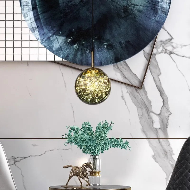 Suspension LED en verre au design nordique moderne - vue 7 sur 9