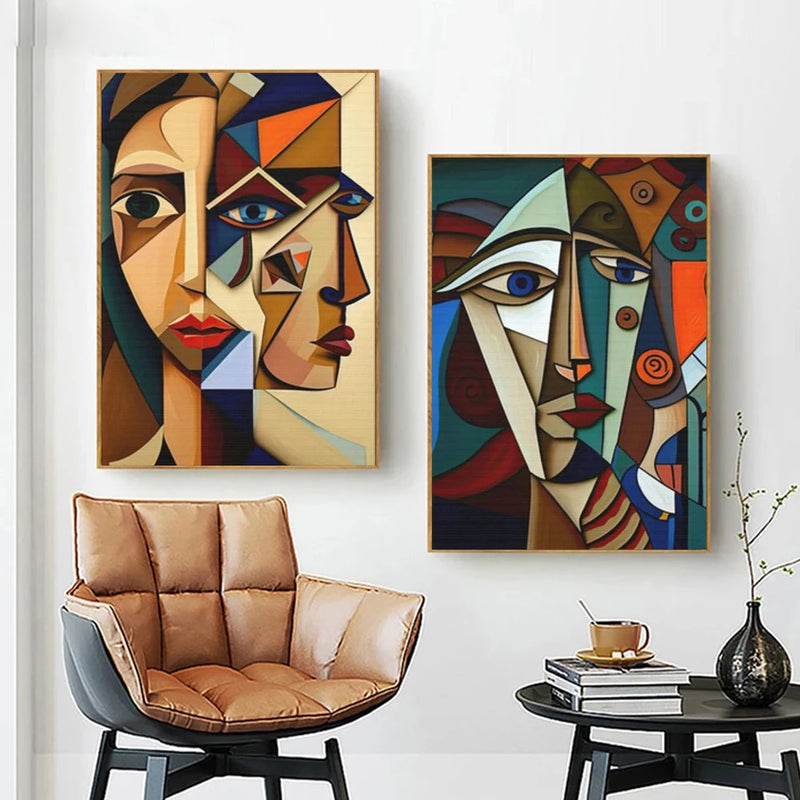 peinture abstraite cubiste de style picasso pour décoration murale