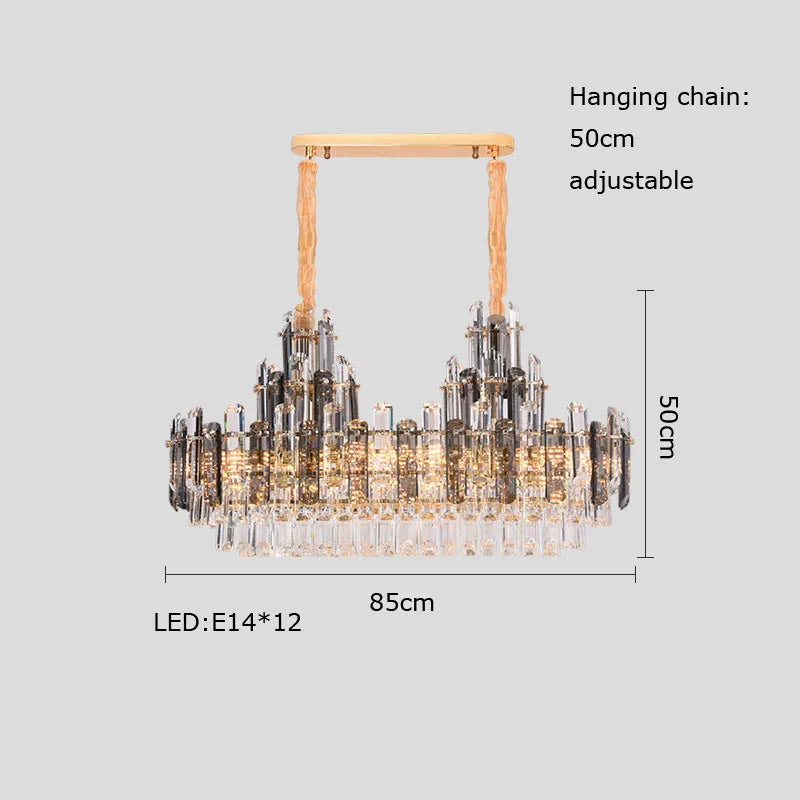 lustre suspendu en cristal à intensité variable design moderne