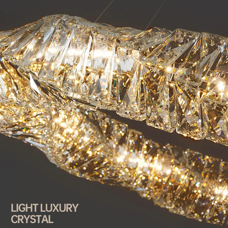 lustre Or Dimmable anneau lumière intérieur maison chambre salle à manger salon plafond moderne luxe cristal LED