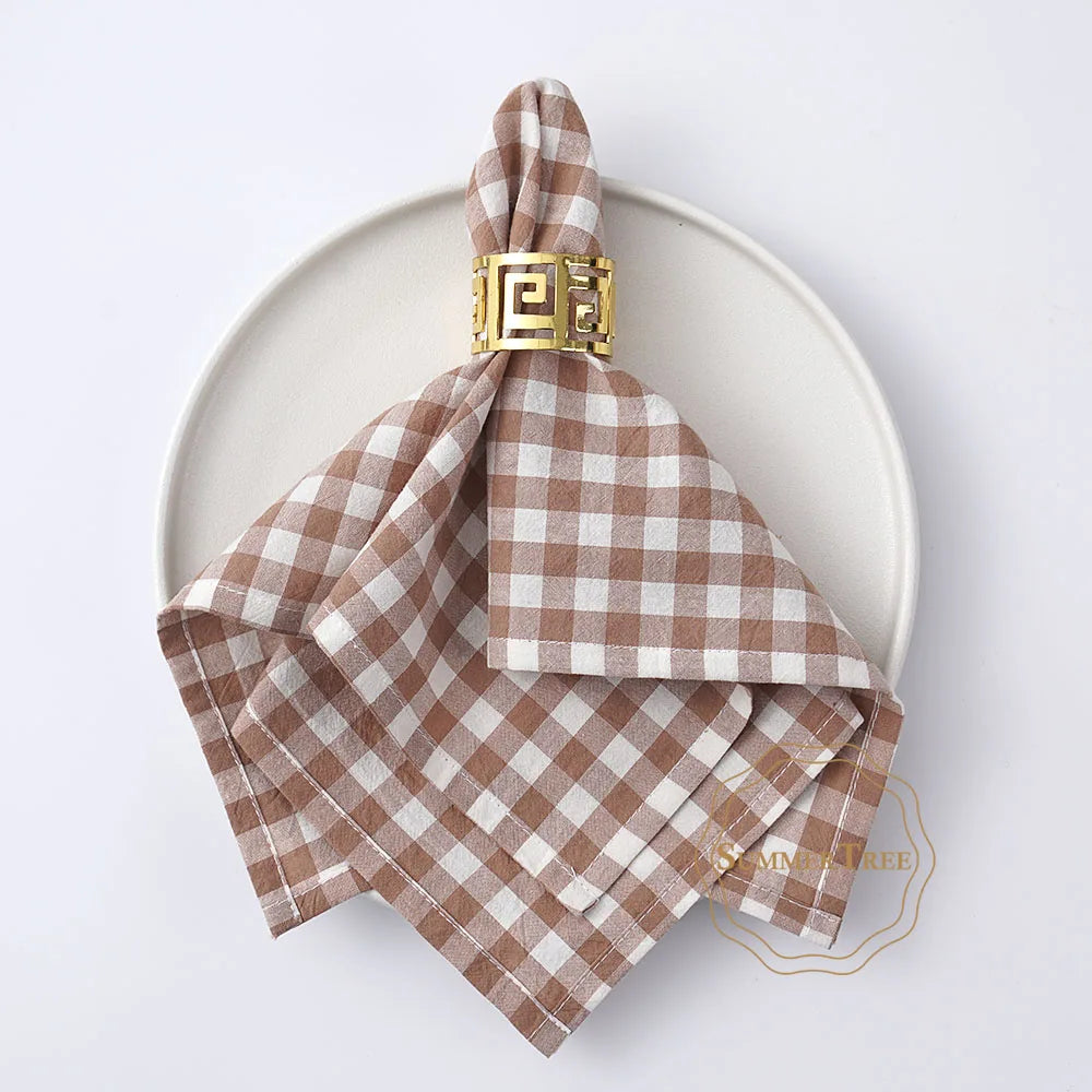 Serviette de table coton motif vichy style classique - vue 6 sur 7