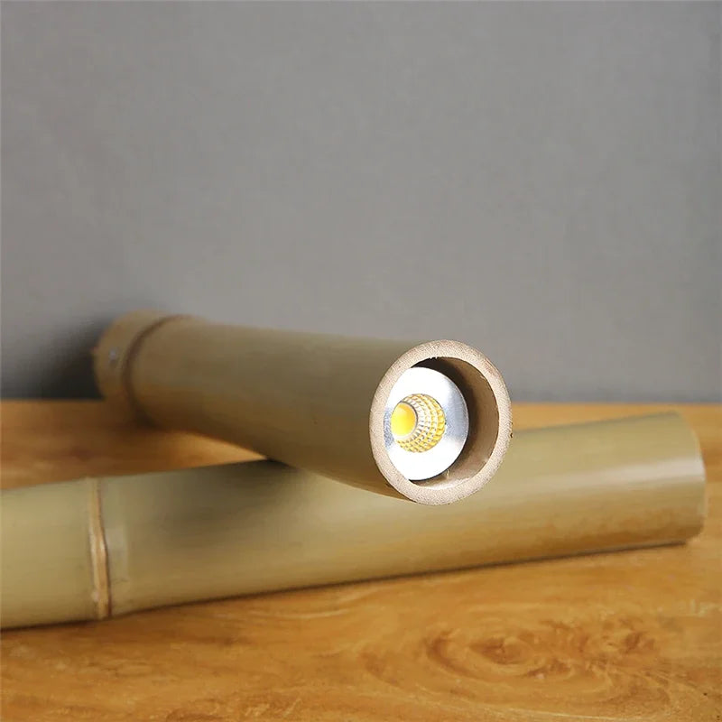 suspension en bambou style minimaliste chinois led - vue 7 sur 7