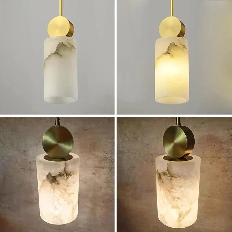 Suspension nordique en marbre et cuivre avec lumières led