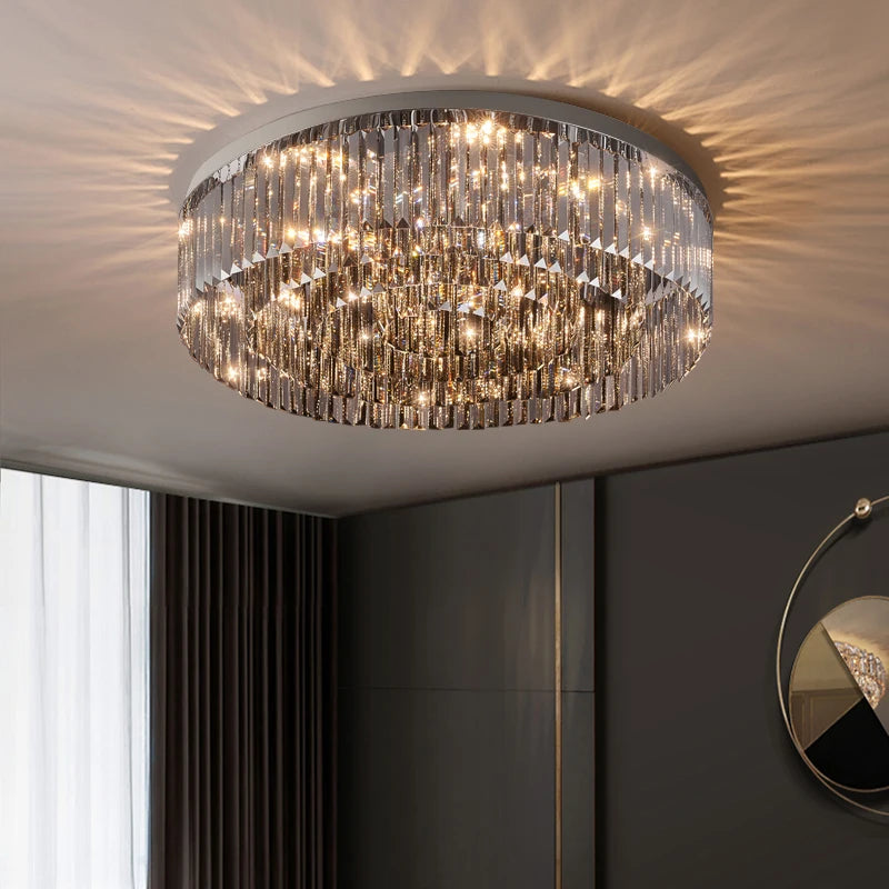 lustre en cristal led de luxe pour décoration intérieure