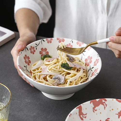 Bol ramen en céramique motif floral 1 2l