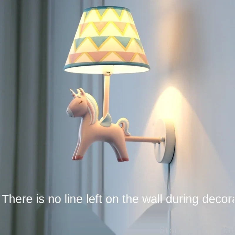 applique murale licorne dessin animé led nordique décorative
